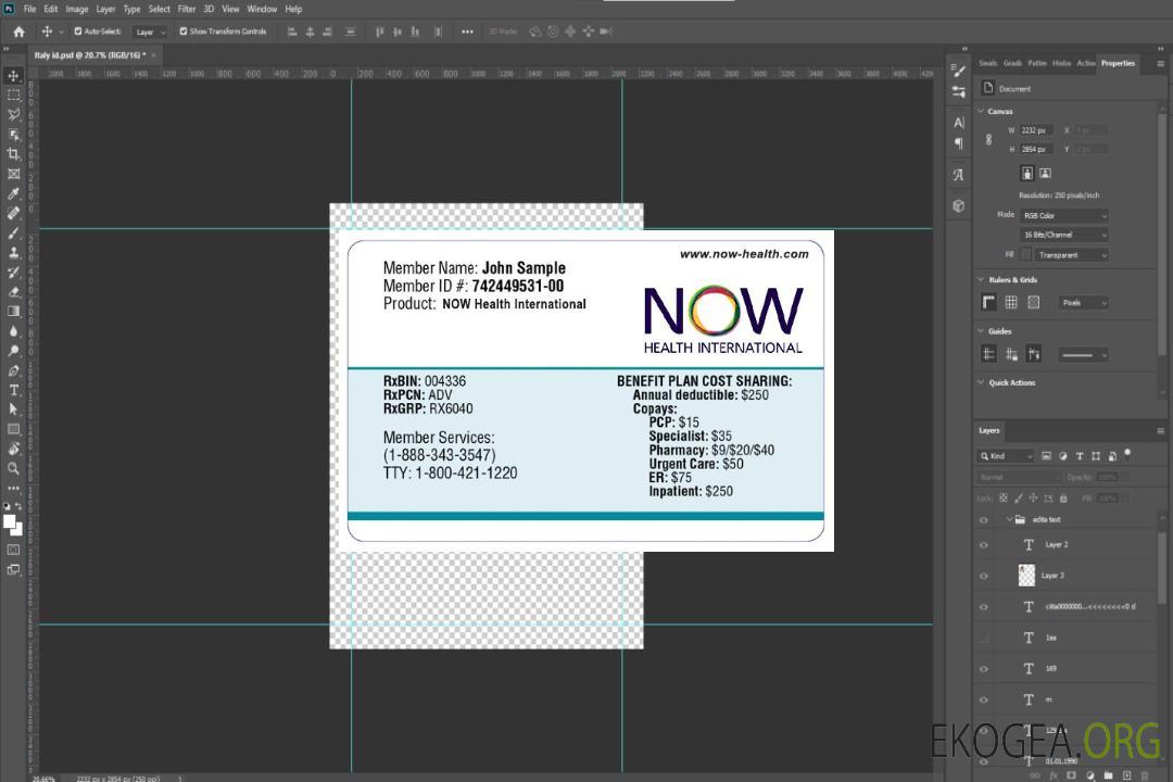 Carte d'assurance maladie de Sao Tomé et Principe template